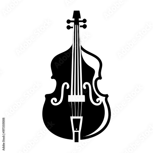 double bass instrument symbol icon silhouette illustration for classical jazz orchestra performance and acoustic design