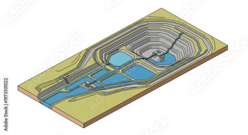 Topographic map of a quarry with water features.