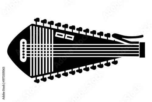 nyckelharpa instrument silhouette illustration for traditional swedish folk music performance and acoustic design