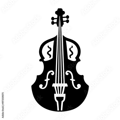 double bass instrument symbol icon silhouette illustration for classical jazz orchestra performance and acoustic design