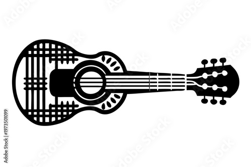 charango instrument silhouette illustration for traditional folk music performance and acoustic design