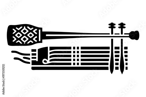 erhu instrument silhouette illustration for traditional chinese music performance and acoustic design