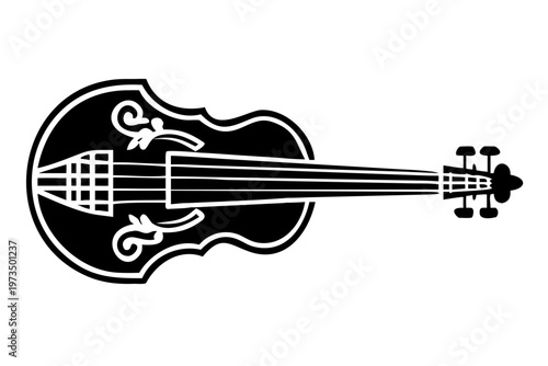 viola da gamba instrument silhouette illustration for classical music baroque orchestra and vintage design