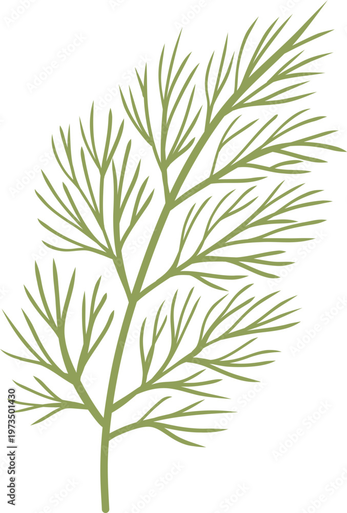 Fototapeta premium Herbs and Vegetables Set with Onion, Garlic and Dill Illustration