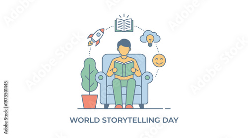 World Storytelling Day Cartoon Illustration. Vector Illustrations. EPS Editable