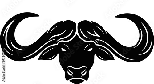 Black Bull Head Illustration.
