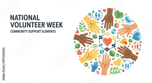 Volunteer hands community support helping. Vector Illustrations. EPS Editable