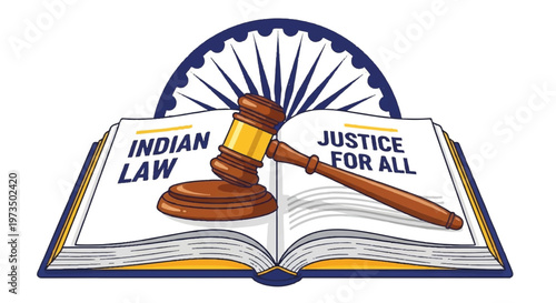 Law, justice, gavel, book, Indian law, justice for all, legal, symbol, logo, vector
