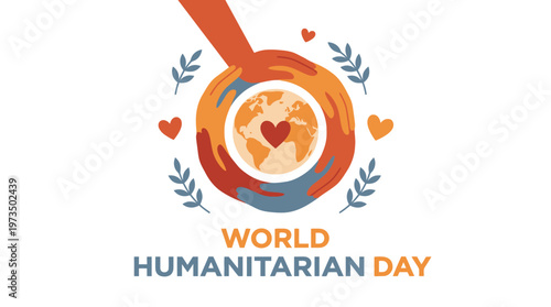 World Humanitarian Day Awareness Campaign Logo. Vector Illustrations. EPS Editable