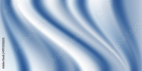 Abstract blue white luxury fabric wave background with copy space. Smooth liquid wave. Elegant shiny silk satin texture. Suit for wallpaper, cover, header, desktop, web, flyer. Vector illustration