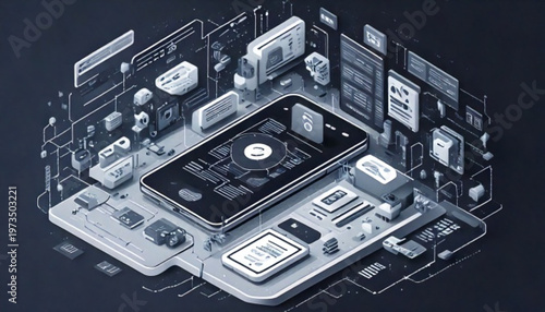 Close-up of a complex computer microchip with surrounding electronic components.