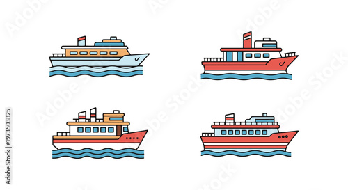 River Transport Line art modern abstract creative vector