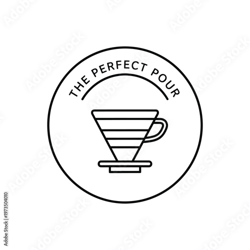 Pour Over Coffee Dripper Barista Tool Brewing Concept Line Art Vector illustration.