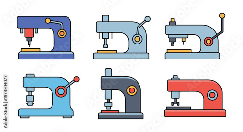 Punching Machine Line art simple illustration vector
