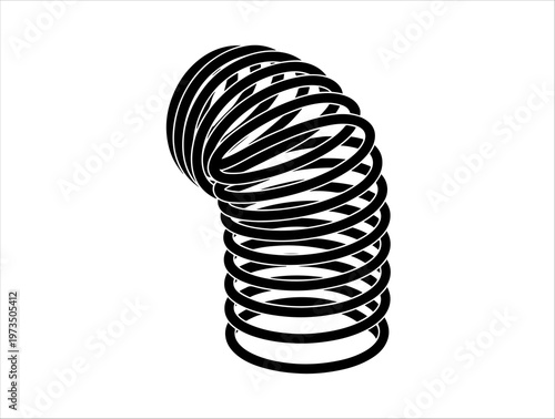 Coil spring silhouette with helical structure for mechanical energy storage and oscillatory motion.