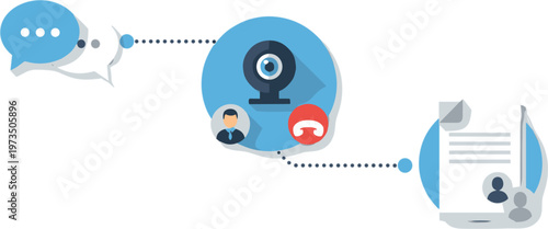 Customer support communication process with chatbot assistance user interaction messaging service and help desk workflow in modern flat vector illustration style