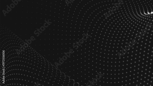 Futuristic Dotted Wave. Particle Wave. Vector Illustration. Abstract background with a dynamic wave on a dark background.