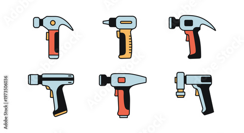 Pneumatic Hammer Line art modern minimal shapes vector
