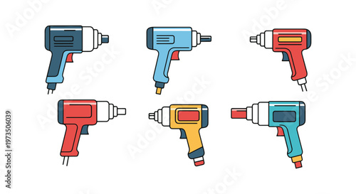 Pneumatic Impact Gun Line art abstract clean illustration vector