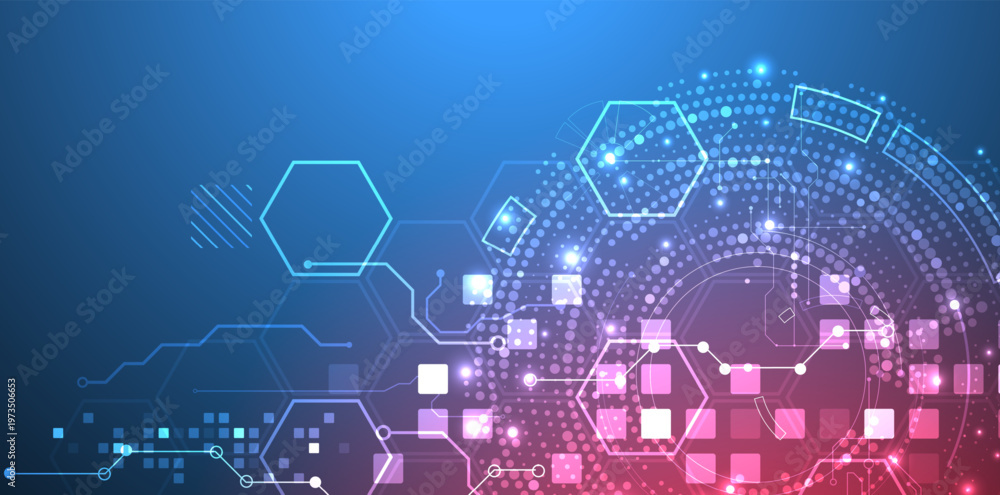 Fototapeta premium Abstract background. Scientific and technological concept with the use of technical elements formed in the shape of a circle. Vector