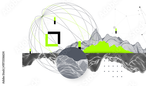 Abstract art wireframe background. Modern science or technology art elements. Surface illustration. Vector.