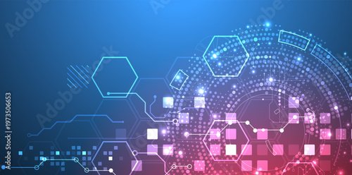 Abstract background. Scientific and technological concept with the use of technical elements formed in the shape of a circle. Vector