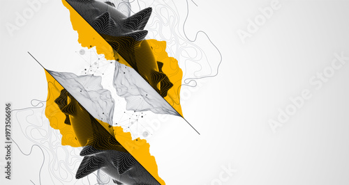 Trendy abstract wireframe background. Mountain art elements. Surface illustration. Vector.