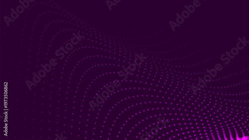 Abstract background of moving particles. Futuristic colorful dynamic wave. Big data. Digital technology. 3D vector illustration.