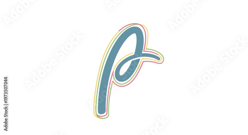 Large Teal Letter P Alphabet.