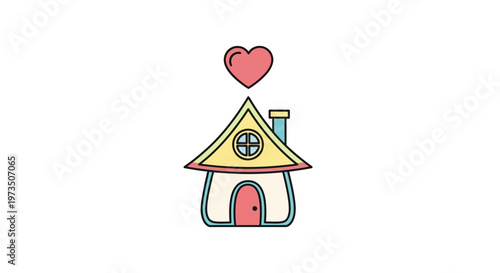 Simple house with heart symbol.