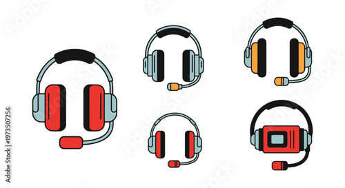 Radio headset Line art vector abstract simple shapes