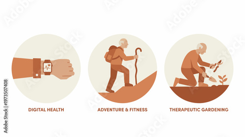 digital health wristwatch, outdoor adventurer, therapeutic gardener