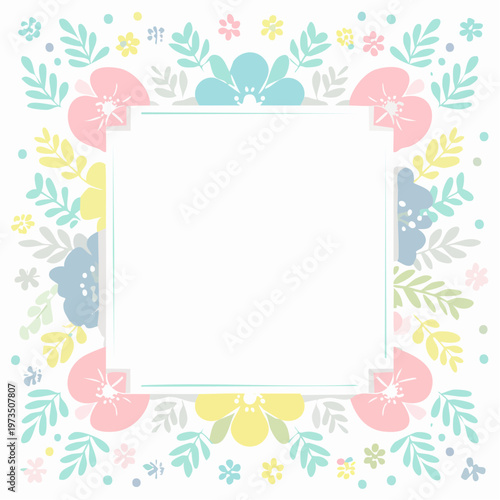 大人かわいいくすみ色四角フレームベクター素材