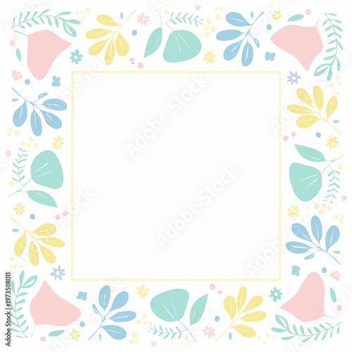 大人かわいいくすみ色四角フレームベクター素材