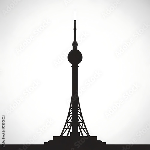 Silhouette of TV Tower at Night.