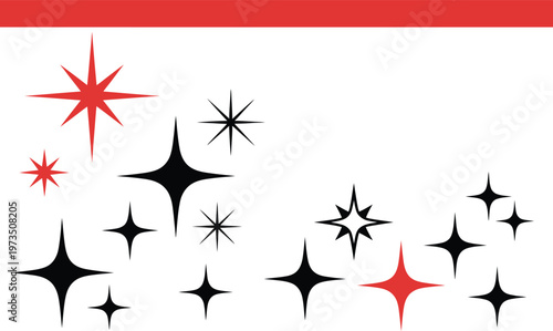 A Collection of Sparkling Starbursts and Geometric Shapes on a White Background