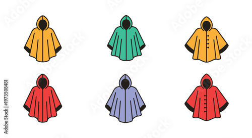Rain poncho Line art vector modern abstract pattern illustration