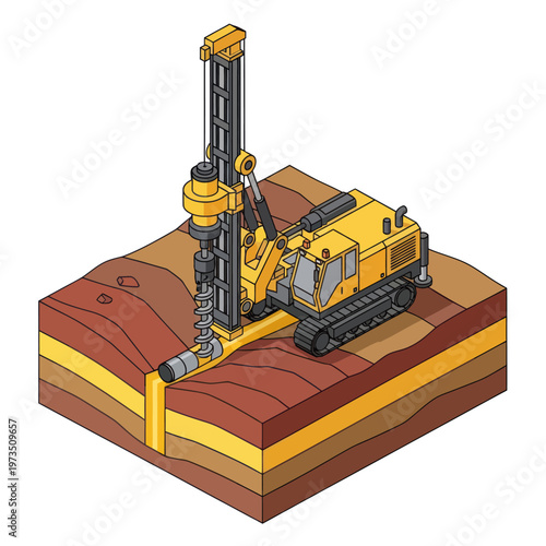 Drilling Rig Illustration - Construction and Infrastructure Development.