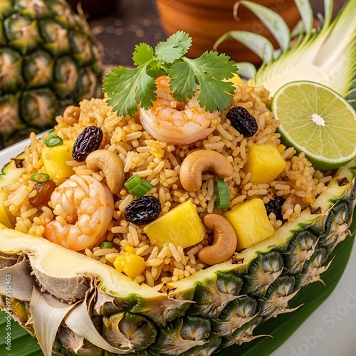 Delicious Thai pineapple fried rice dish.