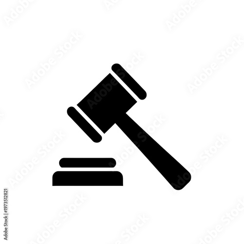 Judge Gavel Line Icon on Dark Background