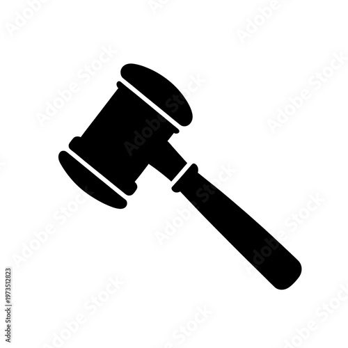 Judicial Gavel Line Icon on Black Background