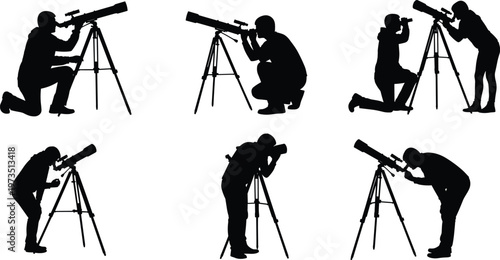 Large collection of professional firefighter silhouettes featuring rescue workers in full gear using axes and fire hoses isolated on a white background