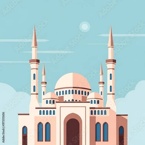 Illustration of a mosque architecture.