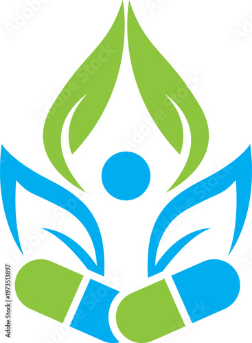 Human Leaf Health Yoga Wellness Natural Logo Design