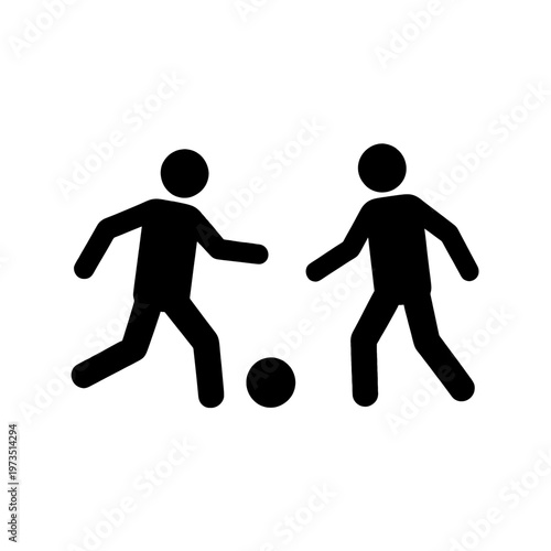 Soccer Players Kicking Ball Line Icon