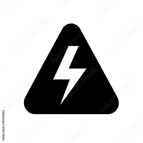 Free Download White Lightning Bolt in Triangle Vector Icon - GFXLoad