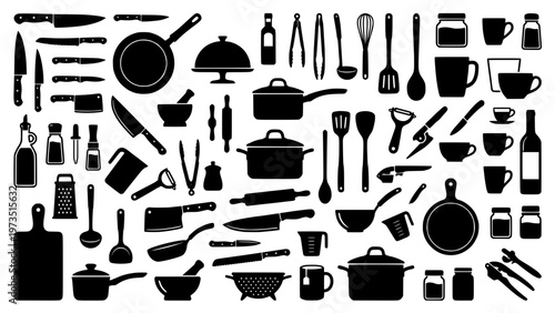 Vektor Kitchen Tools Silhouette Composition.svg