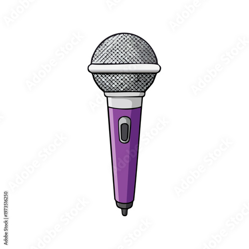 Illustration of a modern purple microphone with a metallic grille and a sleek design