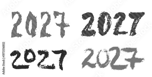 Line hatch 2027 numbers isolated