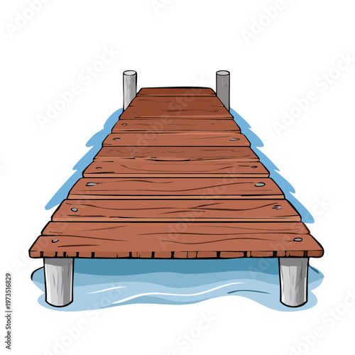 Wooden Pier Extending Over Blue Water With Simple Design